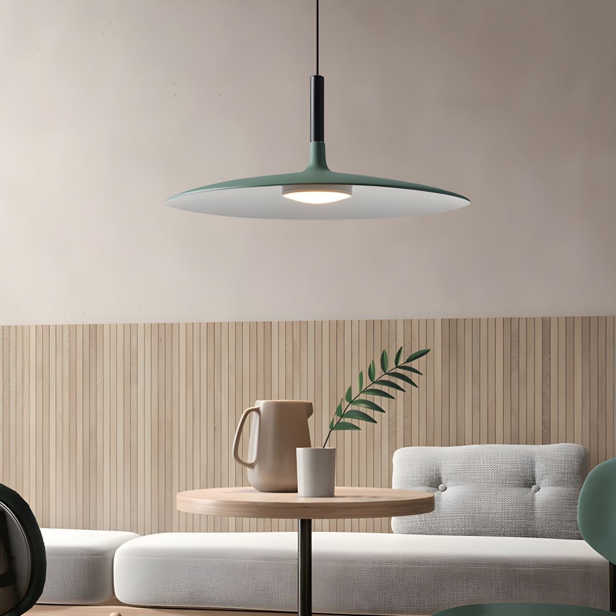 Thaloric | Minimalist Industrial Aluminum Flat Disc Pendant Light