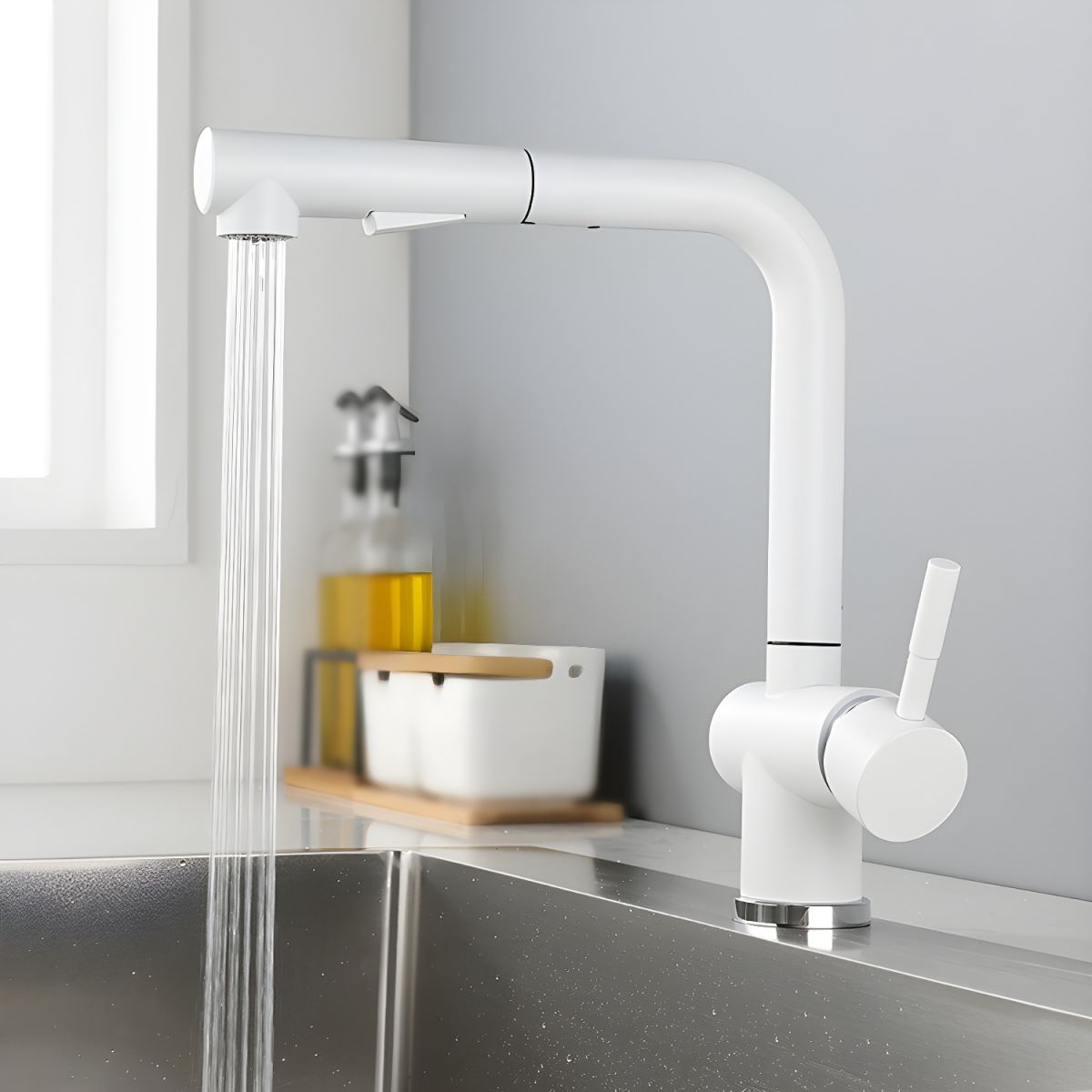 Aerisund | Elegant L-Shaped Retractable Spout Kitchen Sink Mixer Tap