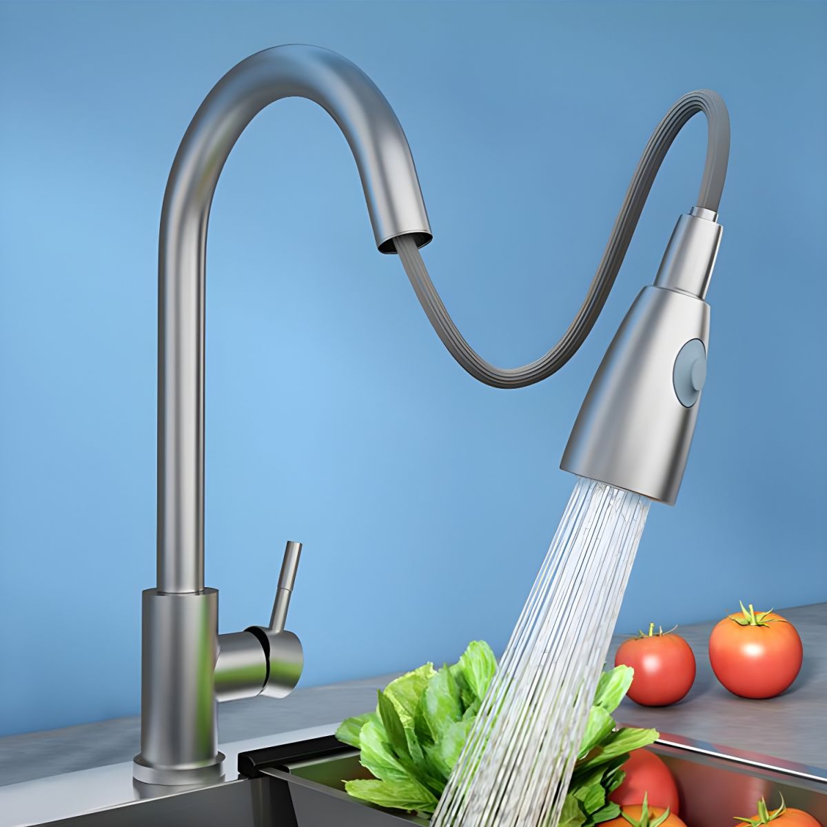 Arsvige | High Arc Pull Down Sprayer Swivel Spout Kitchen Sink Mixer Tap