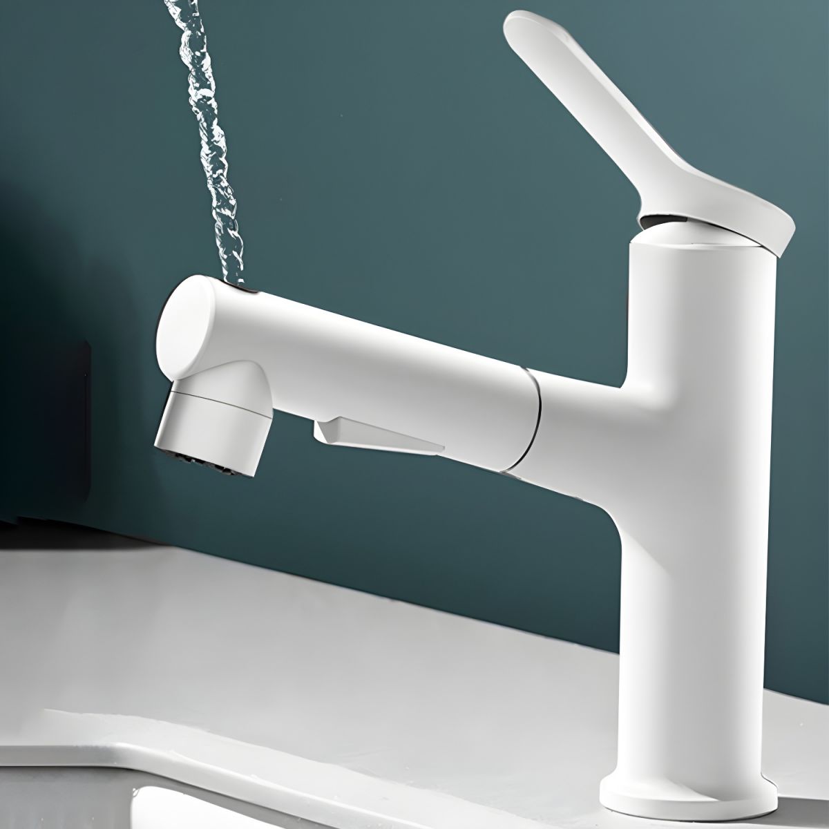 Kydross | Modern Cylindrical Single Lever Bathroom Basin Tap with Retractable Spout