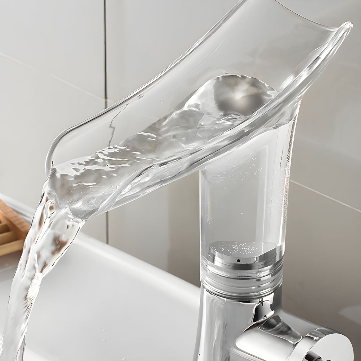 Elduvike | Modern Arched Profile Waterfall Bathroom Sink Tap