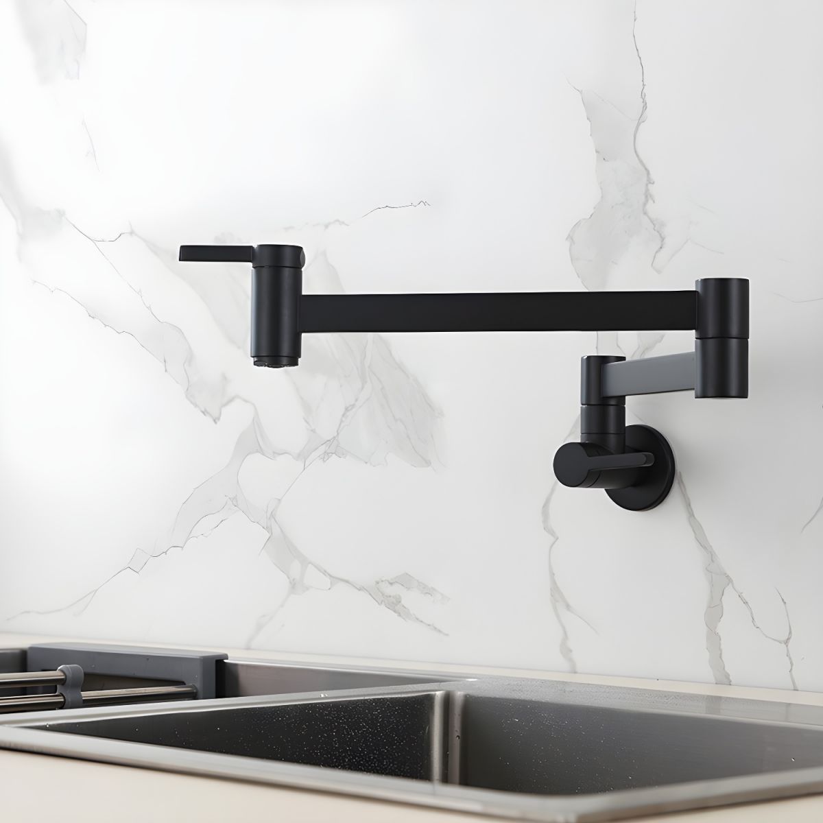 Arviden | Wall Mounted Pull Down and Articulated Kitchen Pot Filler Tap