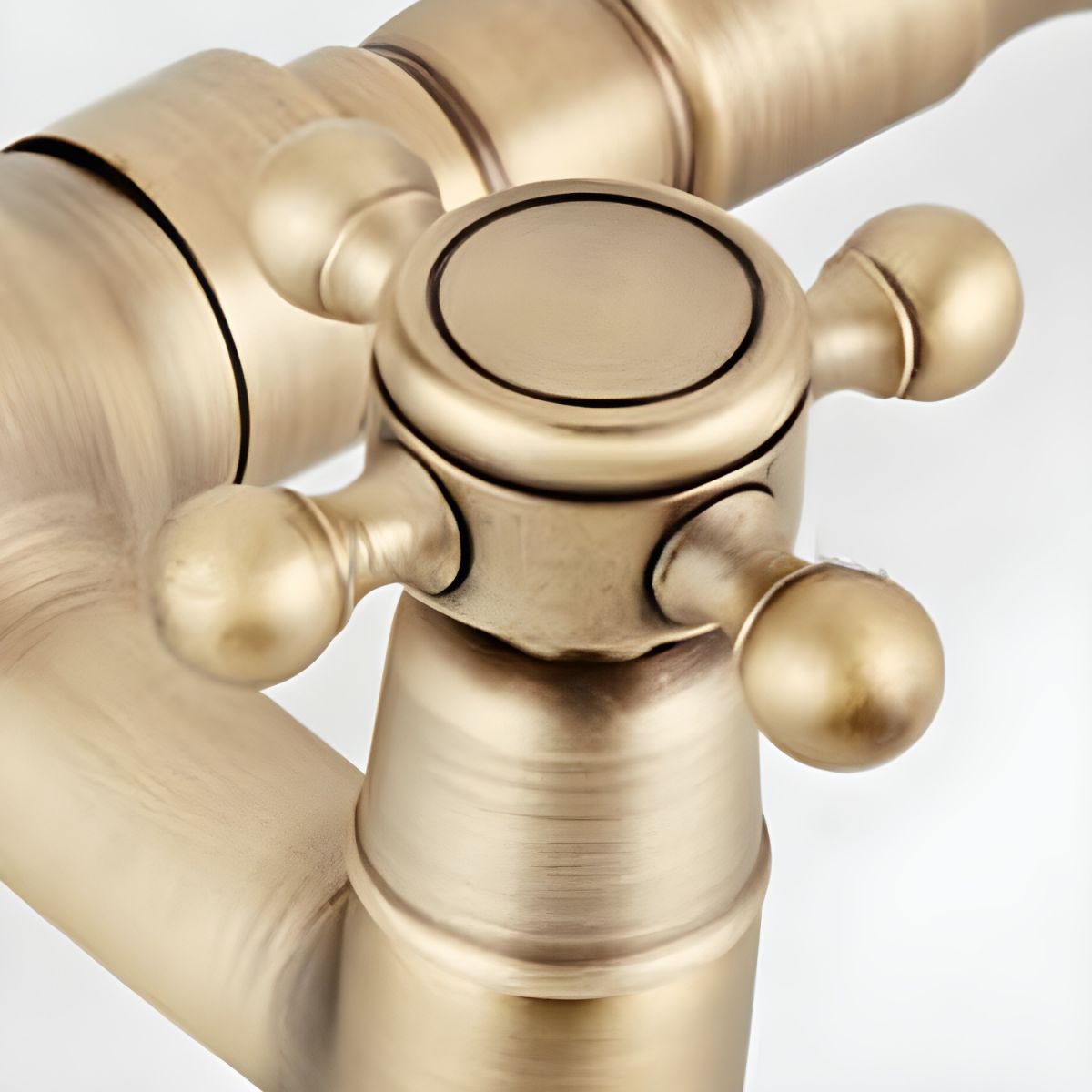 Thalvrik | Rustic Arched Profile Dual Handle Wall Mounted Bathroom Basin Tap