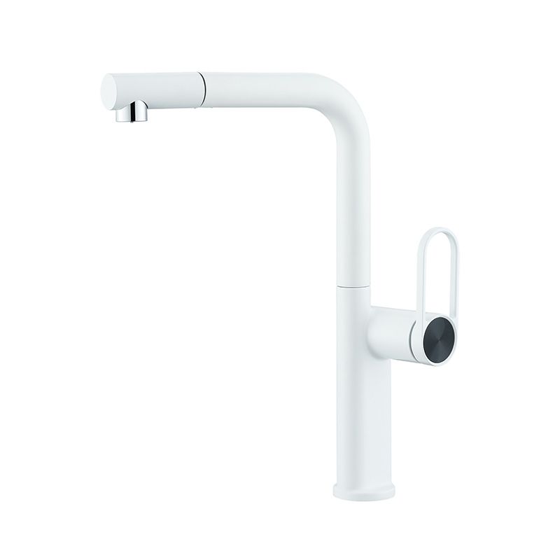 Lindvarek | Elegant L-Shaped Pull Out Kitchen Sink Mixer Tap with Retractable Swivel Spout