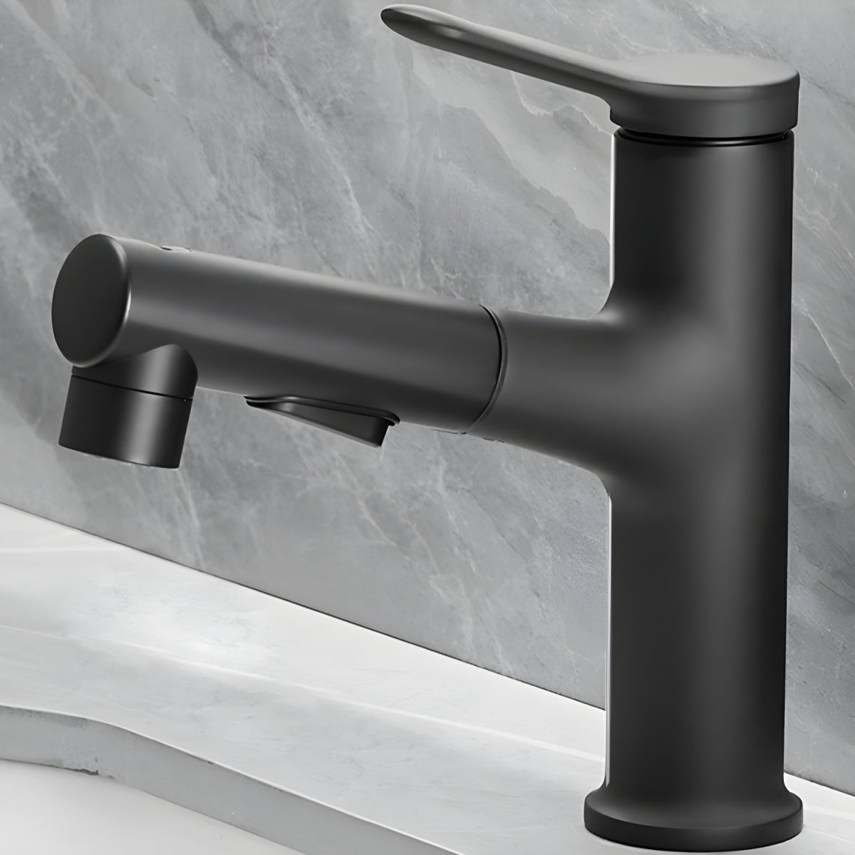 Kydross | Modern Cylindrical Single Lever Bathroom Basin Tap with Retractable Spout