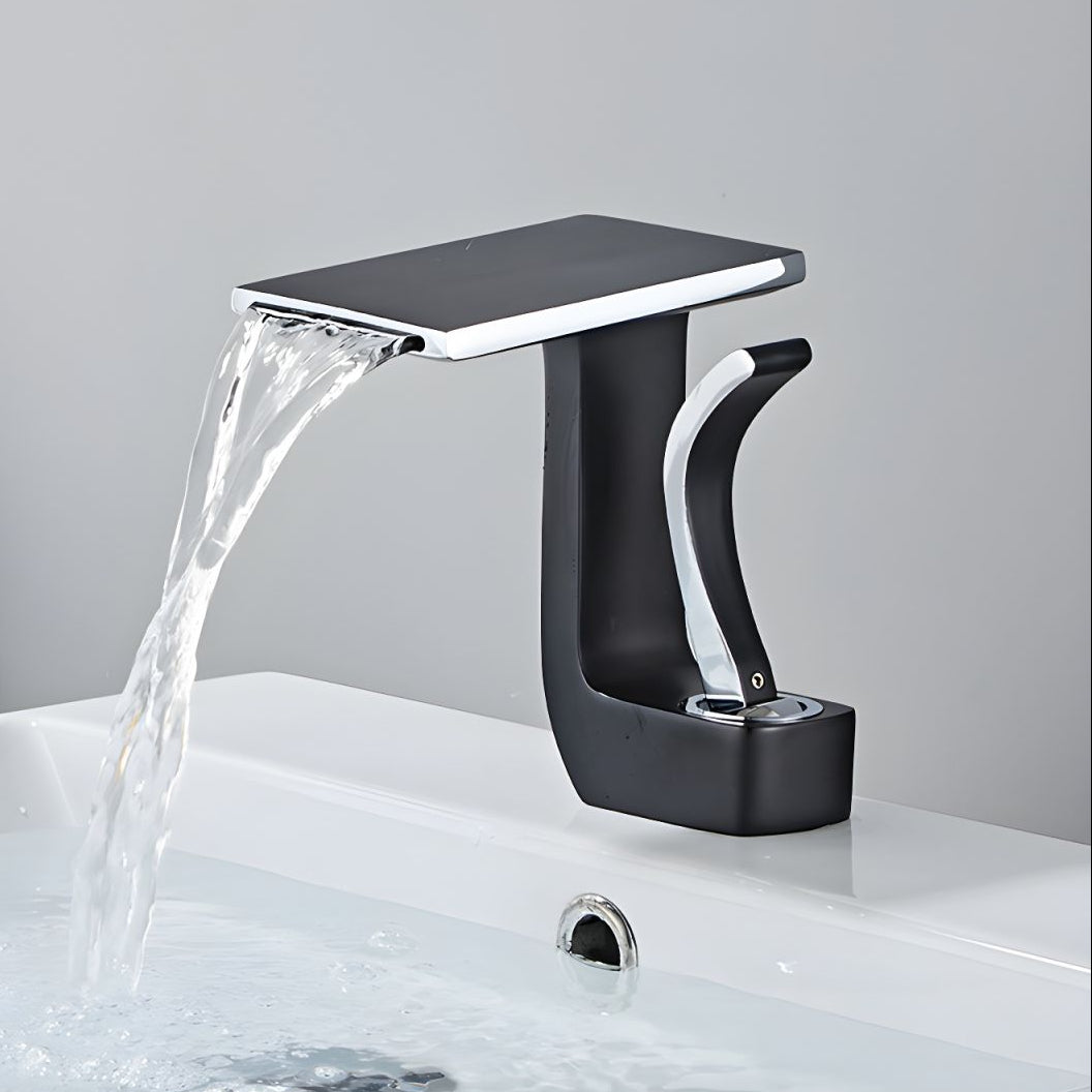Elduvare | Modern Sloped Silhouette Spout Centerset Single Lever Bathroom Sink Tap