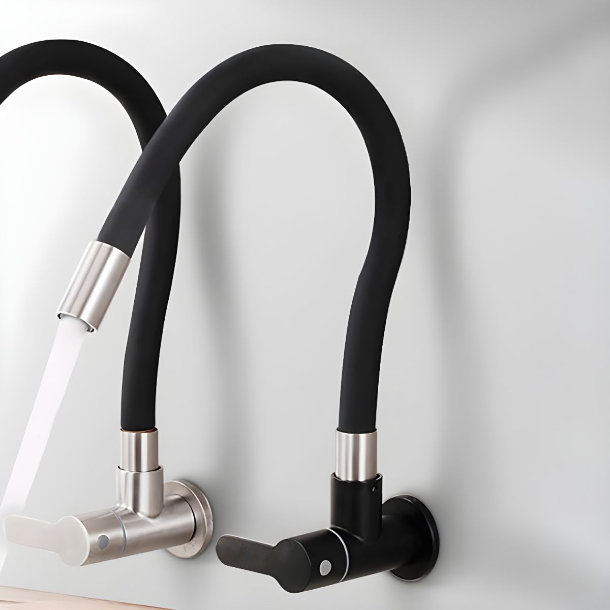 Arvordic | High Arc Wall Mounted Fluid Swivel Spout Kitchen Sink Tap