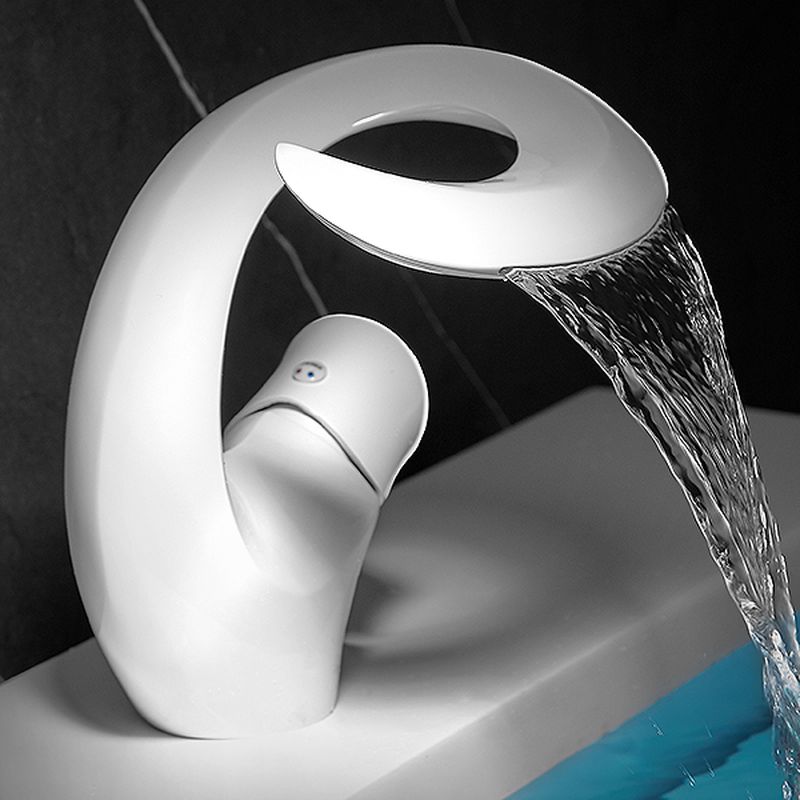 Juvallure | Modern Curved Column Waterfall Spout Bathroom Sink Tap