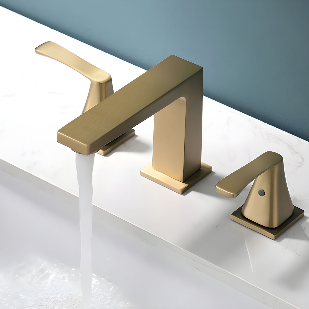 Hjalmar | Widespread Square Silhouette Dual Lever Bathroom Sink Tap