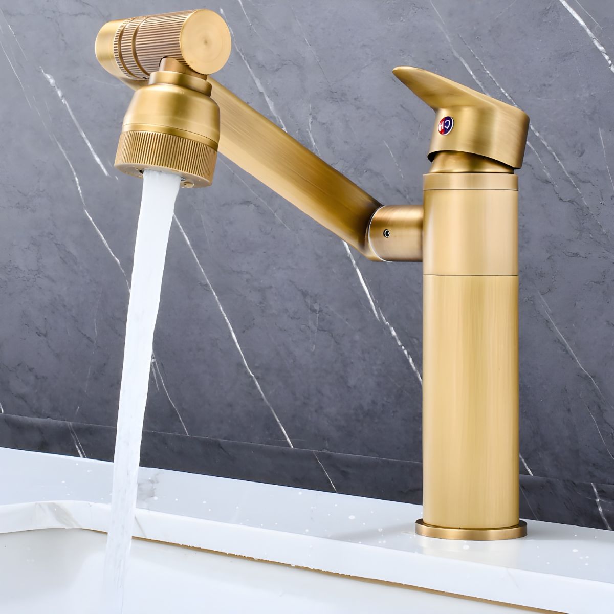 Kyndrill | Modern Articulated Arm Single Lever Bathroom Basin Tap