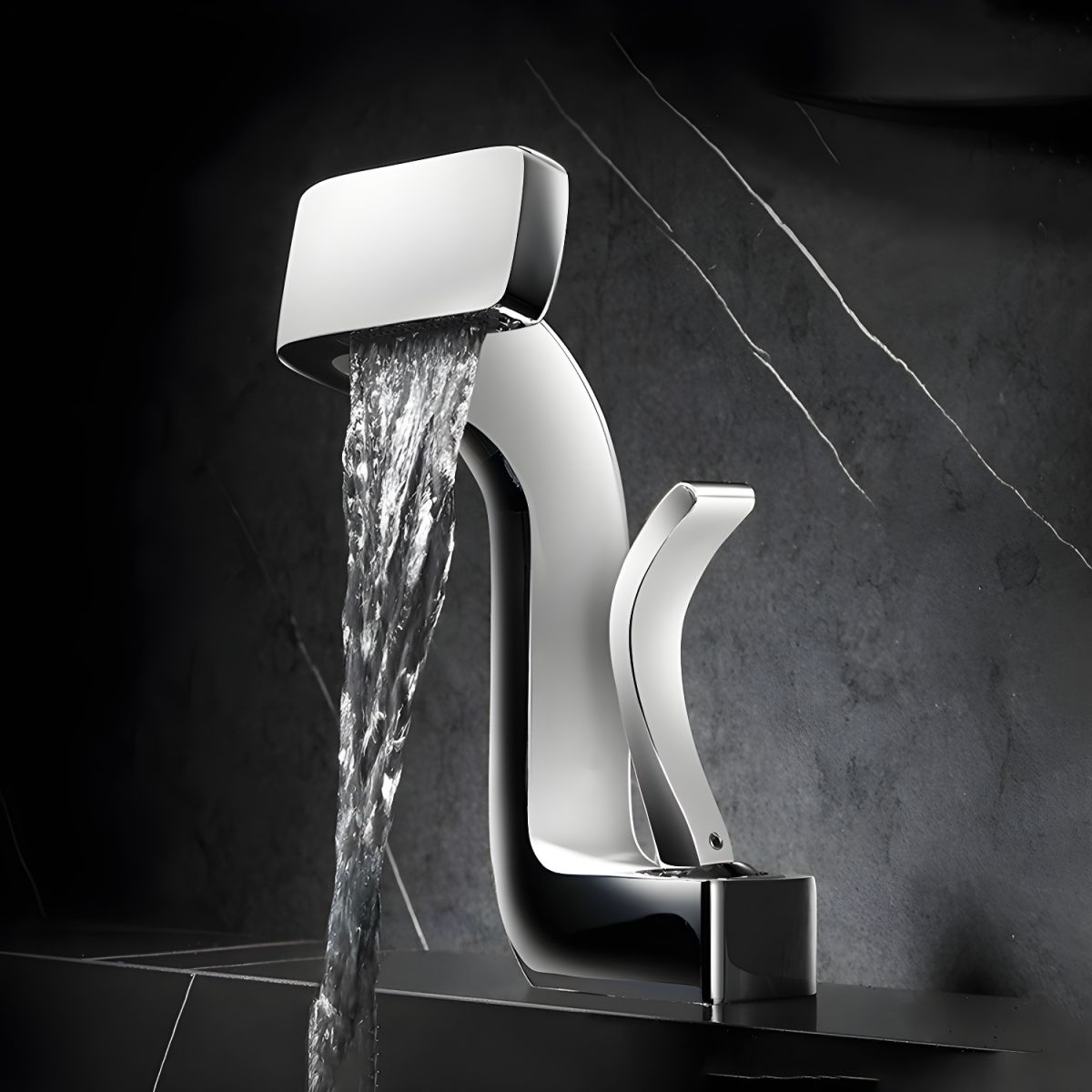 Lythrac | Modern Angular Profile Waterfall Bathroom Basin Tap