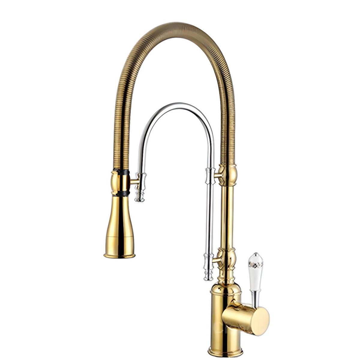 Lythavik | Industrial High Arc Spring Spout Pull Down Kitchen Sink Mixer Tap