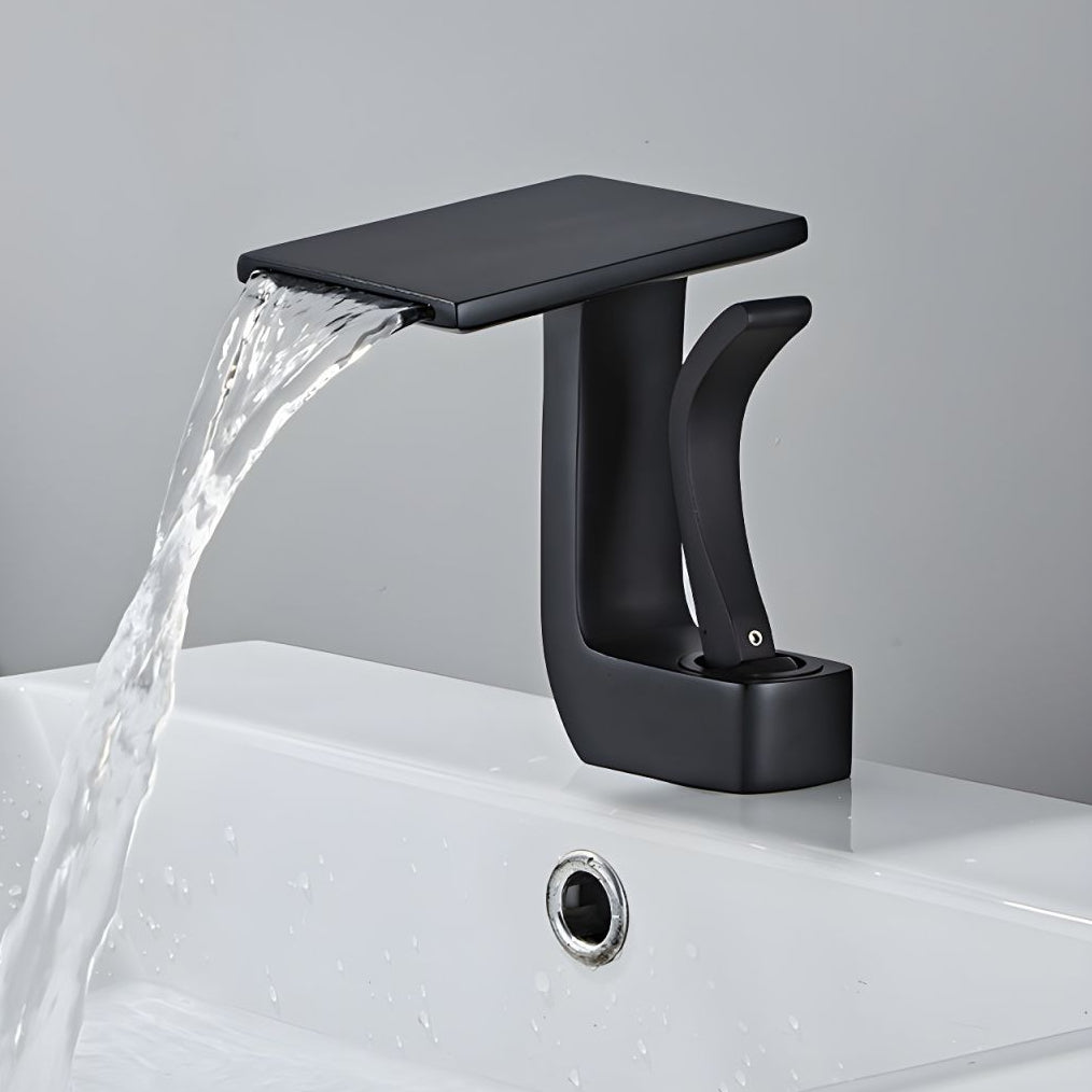 Elduvare | Modern Sloped Silhouette Spout Centerset Single Lever Bathroom Sink Tap