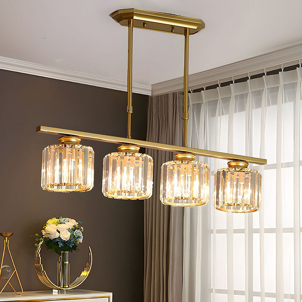 Claris | Nordic Multi Head Linear Ribbed Glass Chandelier