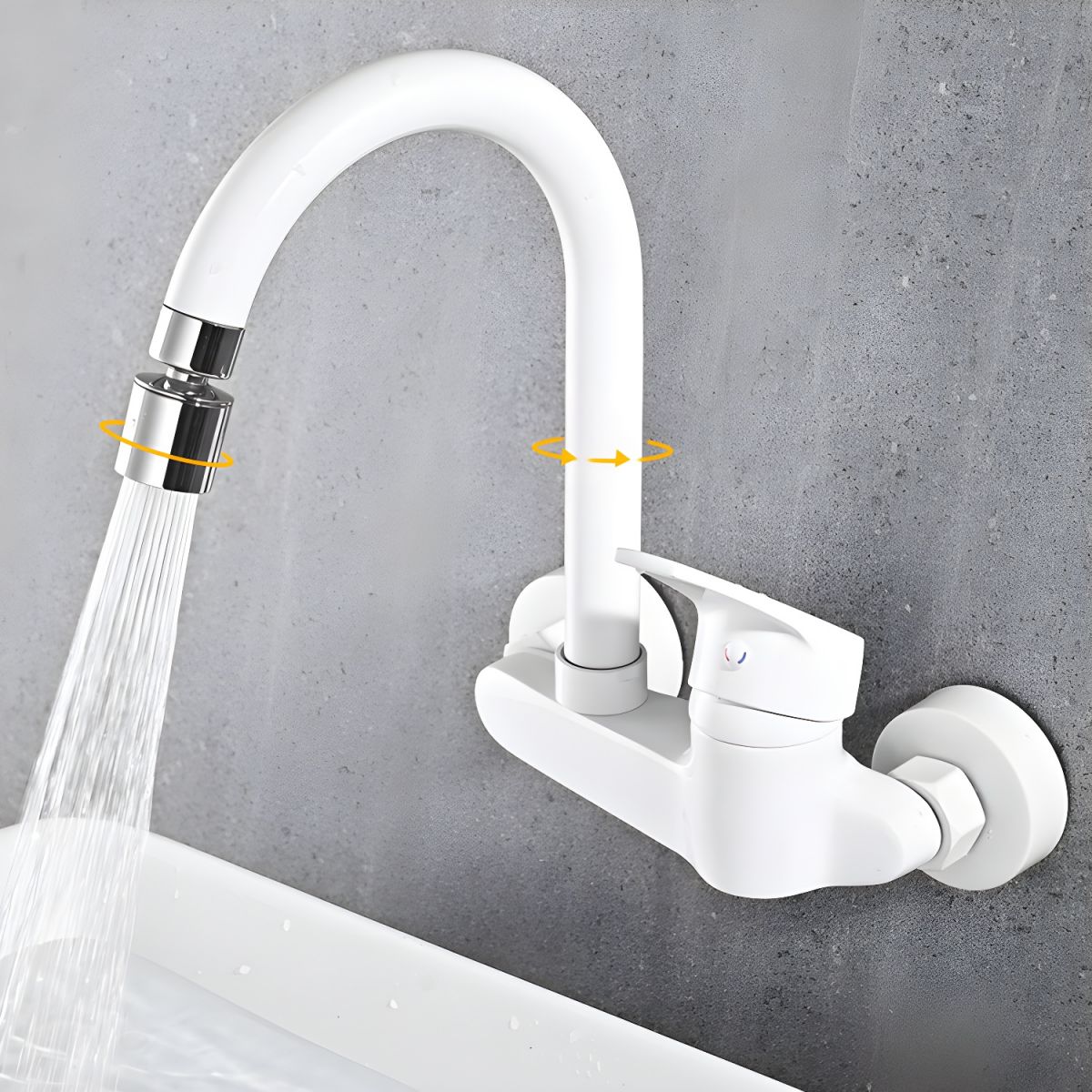 Arviden | Modern Wall Mounted Rotatable High Arc Kitchen Mixer Tap