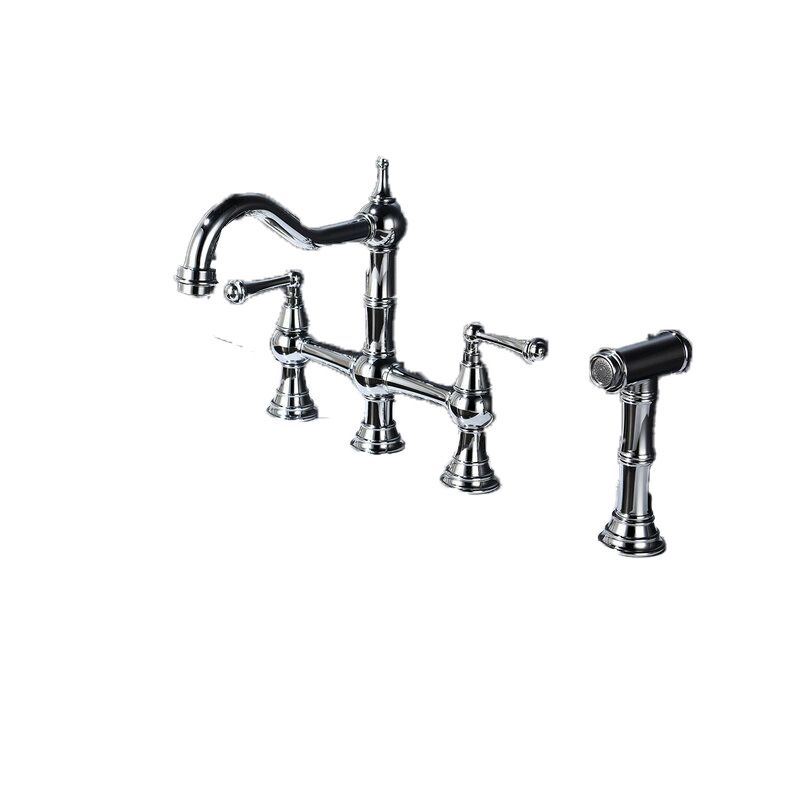 Kalvorth | Modern Dual Lever Low Arc Bridge Kitchen Sink Tap