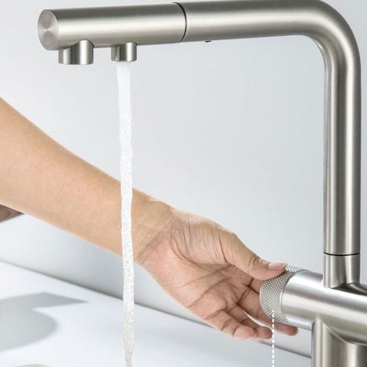 Nyvalla | Modern L-Shaped Retractable Spout Kitchen Sink Mixer Tap