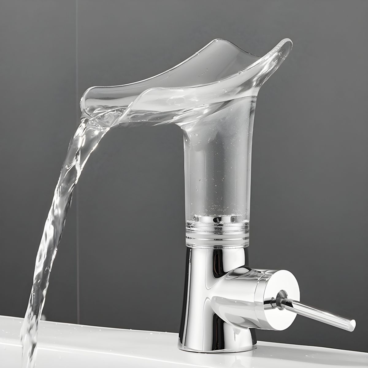 Elduvike | Modern Arched Profile Waterfall Bathroom Sink Tap