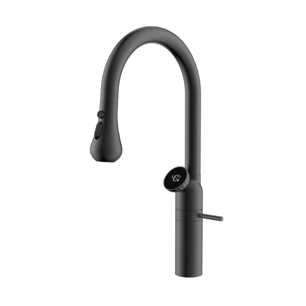 Syltara | Professional Arched Retractable Spout Kitchen Mixer Tap with Temperature Display