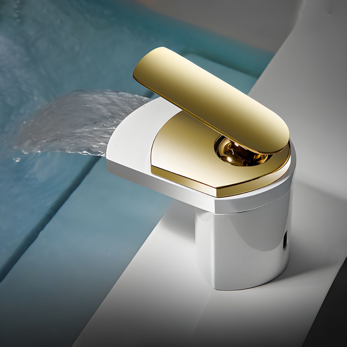 Kystrune | Modern Sloped Silhouette Waterfall Bathroom Sink Tap