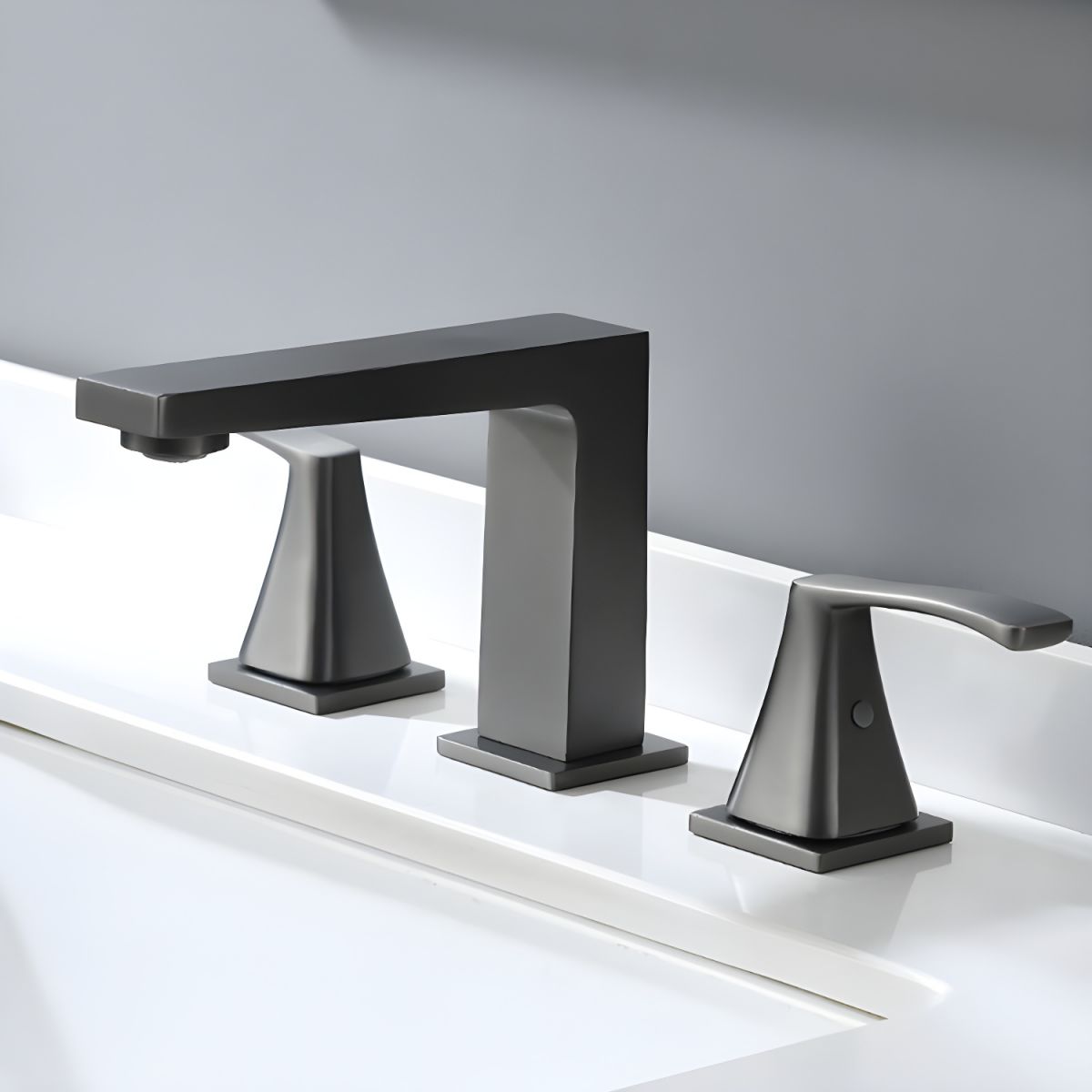 Hjalmar | Widespread Square Silhouette Dual Lever Bathroom Sink Tap