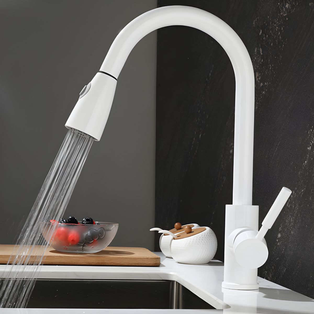 Arsvige | High Arc Pull Down Sprayer Swivel Spout Kitchen Sink Mixer Tap
