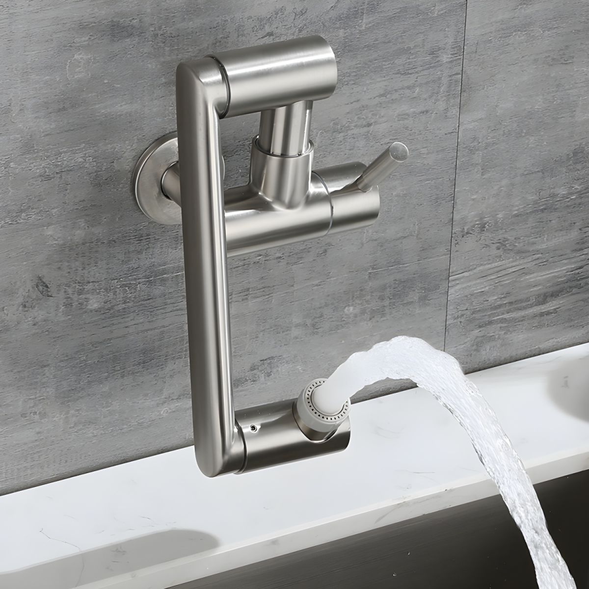 Nythronic | Modern Articulated Arm Swivel Spout Wall Mounted Bathroom Tap