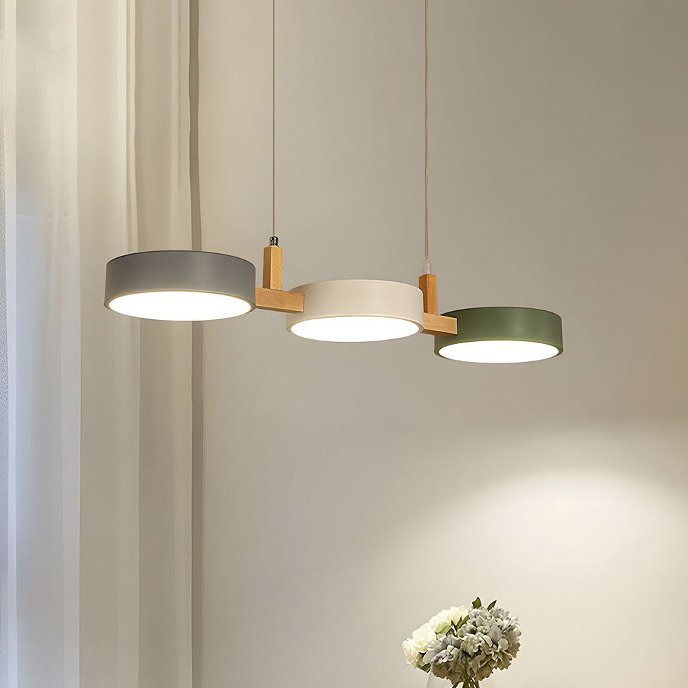 Norduca | Minimalist Wood And Metal Triple Shade Pendant Light