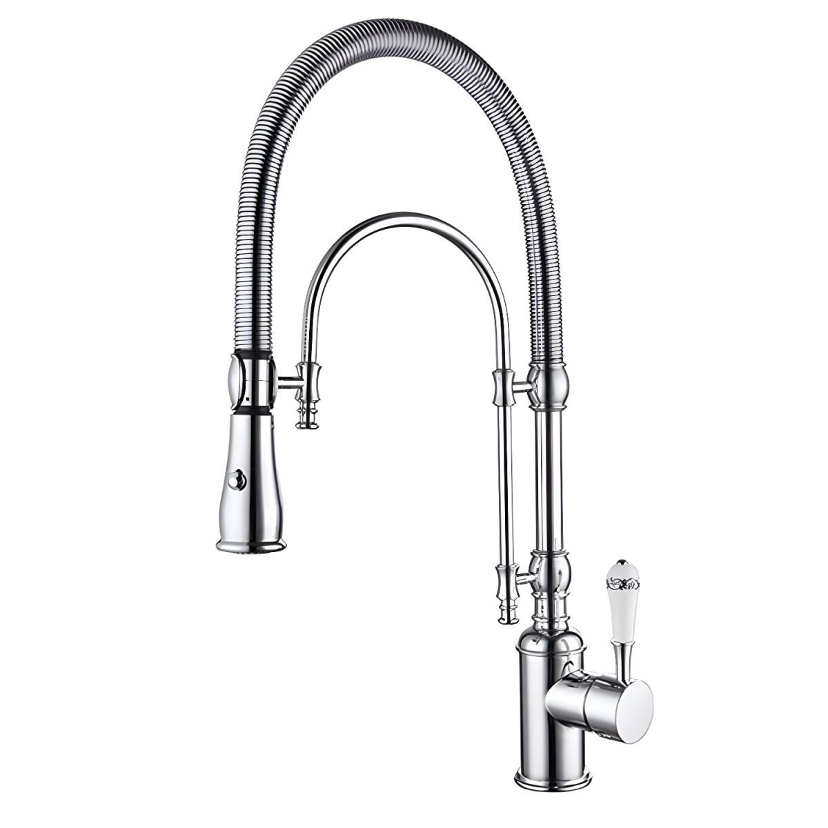 Lythavik | Industrial High Arc Spring Spout Pull Down Kitchen Sink Mixer Tap