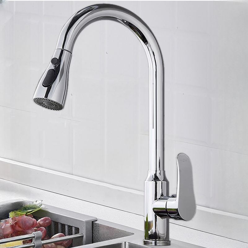 Elthune | Modern Gooseneck Retractable Swivel Spout Kitchen Sink Mixer Tap