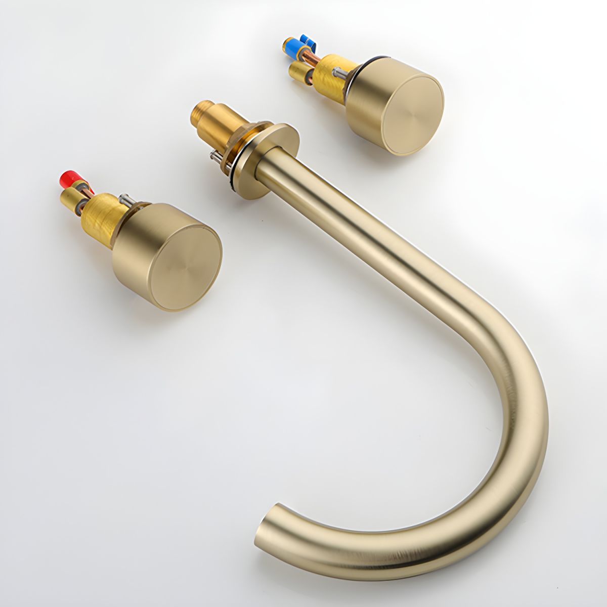 Juvallure | Modern Arched Silhouette Widespread Dual Handle Bathroom Sink Tap