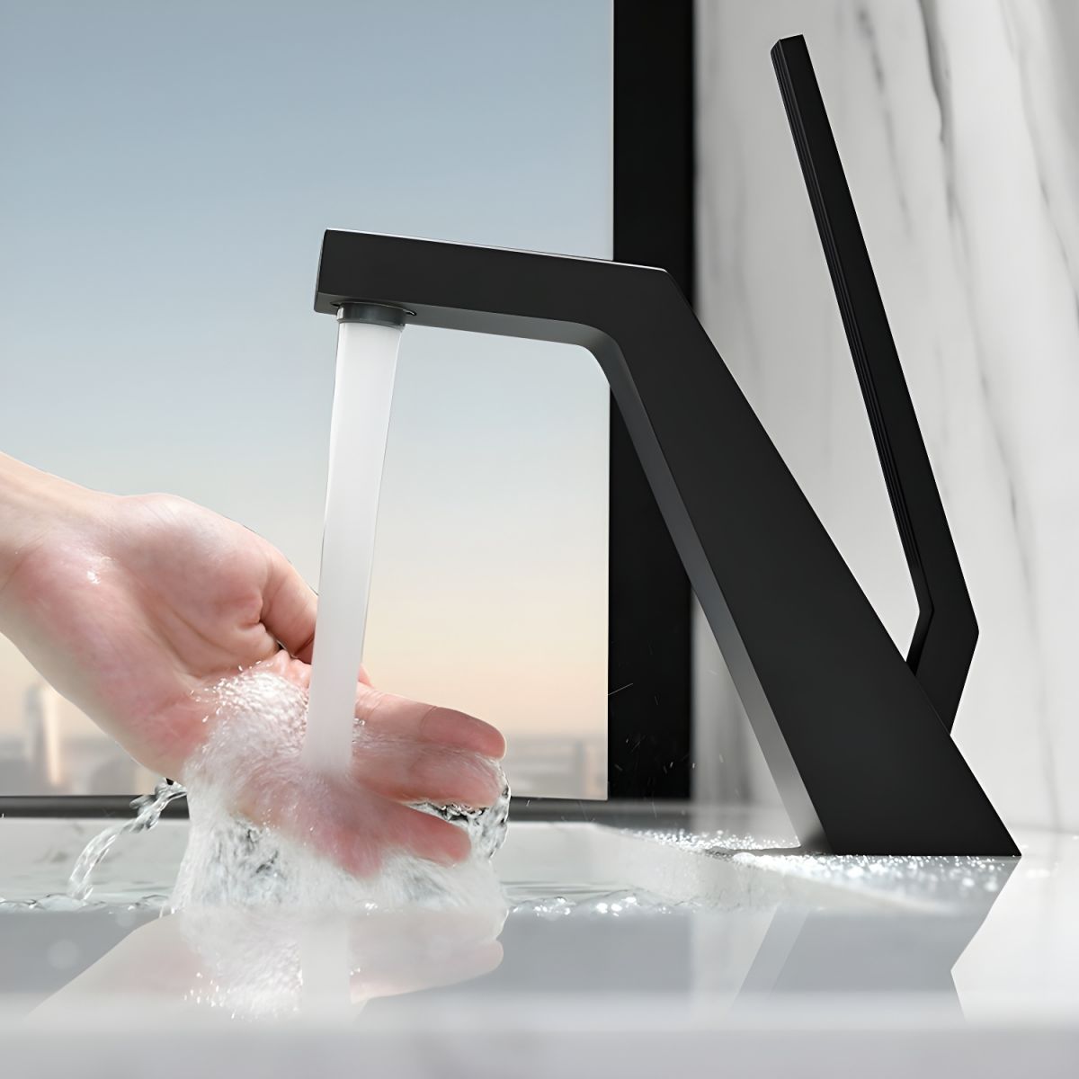 Hjalmvic | Arched Column Silhouette Single Lever Bathroom Sink Tap