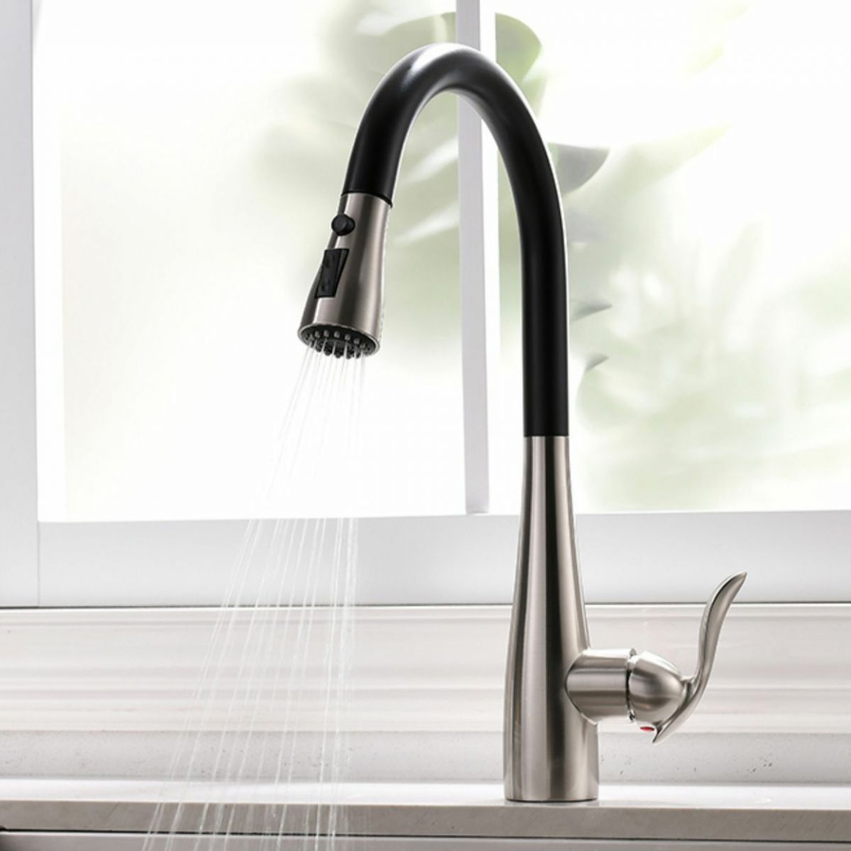 Thavilk | Nordic Gooseneck Swivel Spout Kitchen Sink Mixer Tap