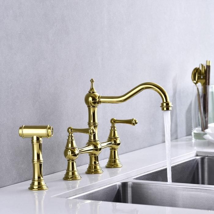 Kalvorth | Modern Dual Lever Low Arc Bridge Kitchen Sink Tap