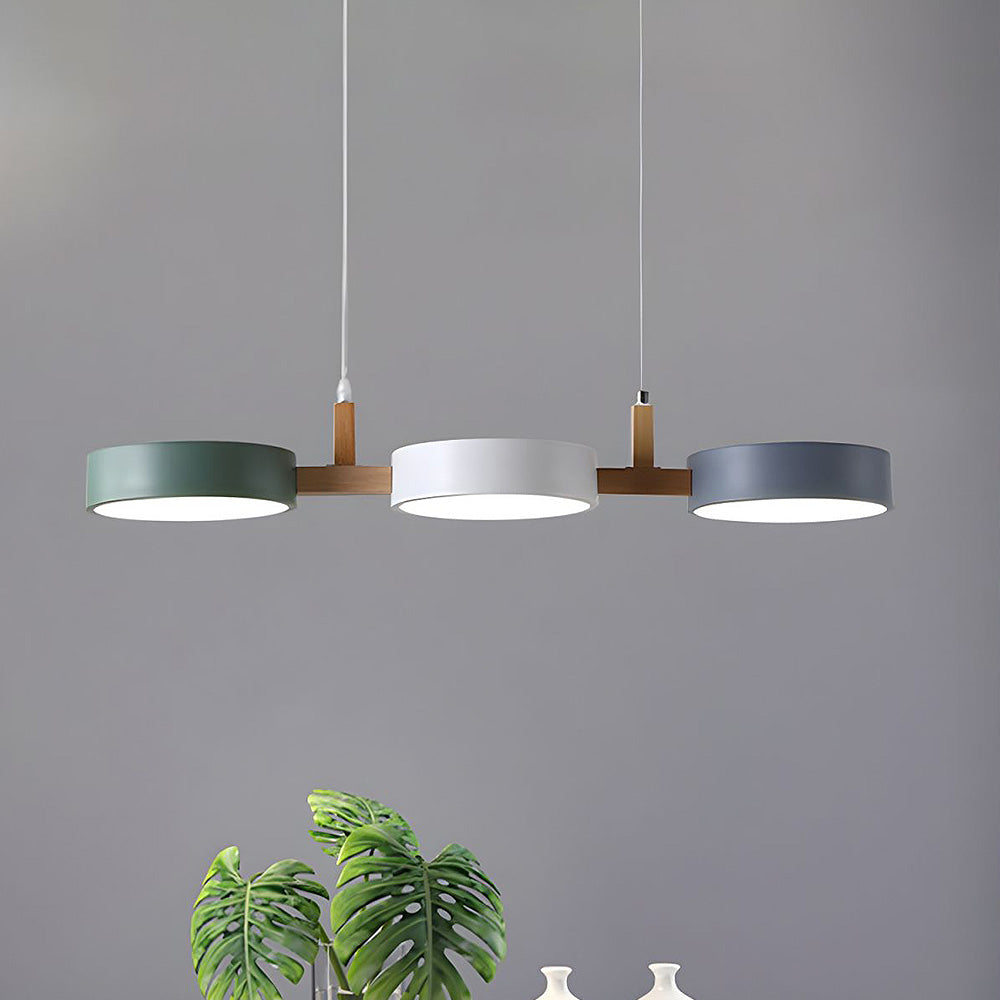 Norduca | Minimalist Wood And Metal Triple Shade Pendant Light