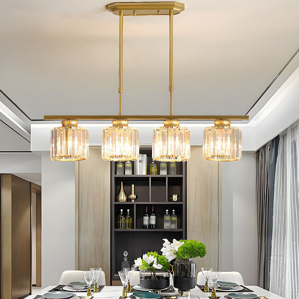 Claris | Nordic Multi Head Linear Ribbed Glass Chandelier