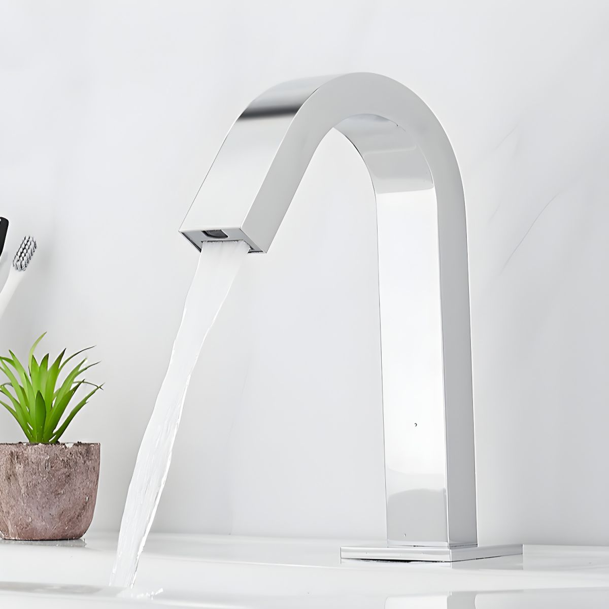 Eldurix | Sleek Touchless Motion Sensor High Arc Bathroom Sink Tap