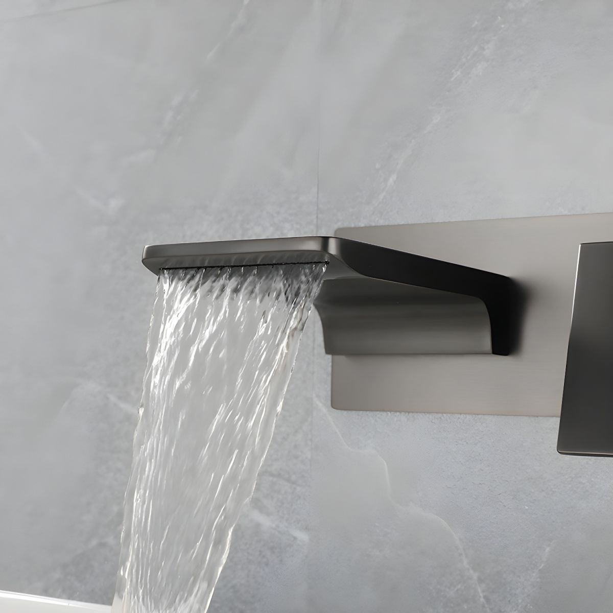 Luvarni | Modern Wall Mounted Square Profile Waterfall Bathroom Tap
