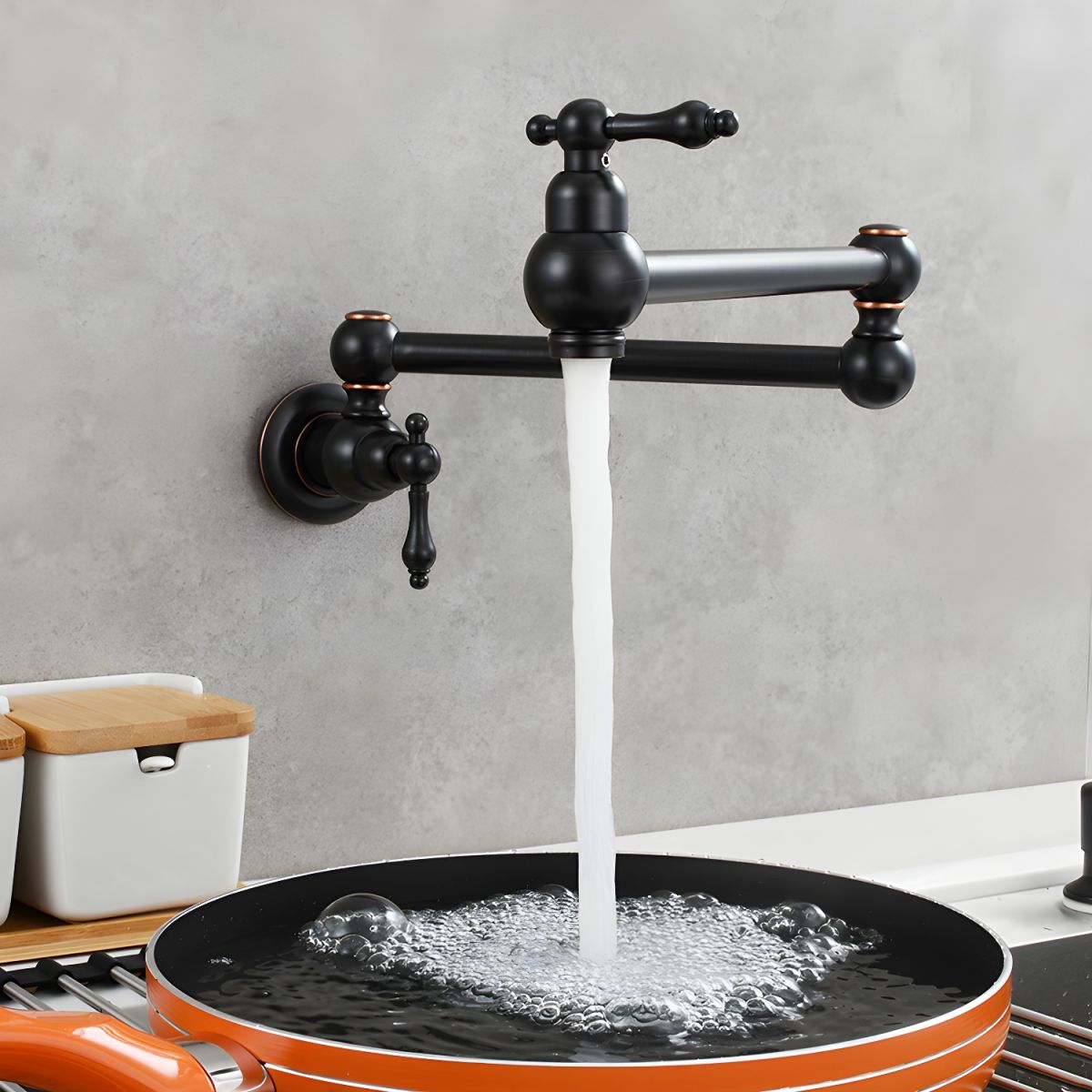 Arvikee | Elegant Wall Mounted Articulated Arm Kitchen Pot Filler Tap