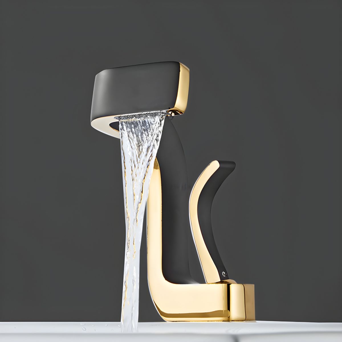 Lythrac | Modern Angular Profile Waterfall Bathroom Basin Tap
