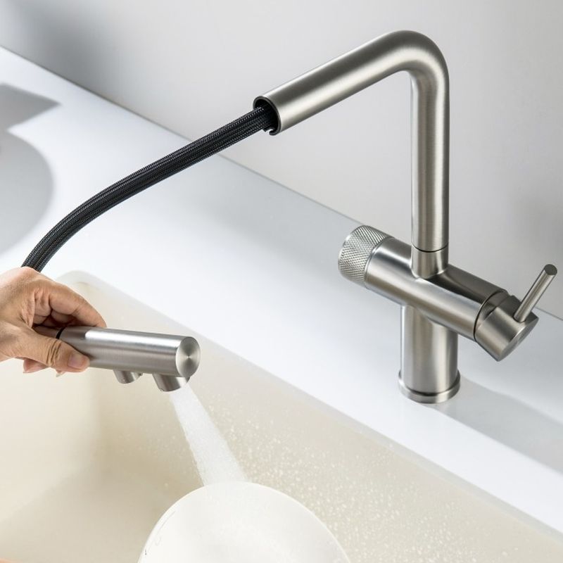 Nyvalla | Modern L-Shaped Retractable Spout Kitchen Sink Mixer Tap