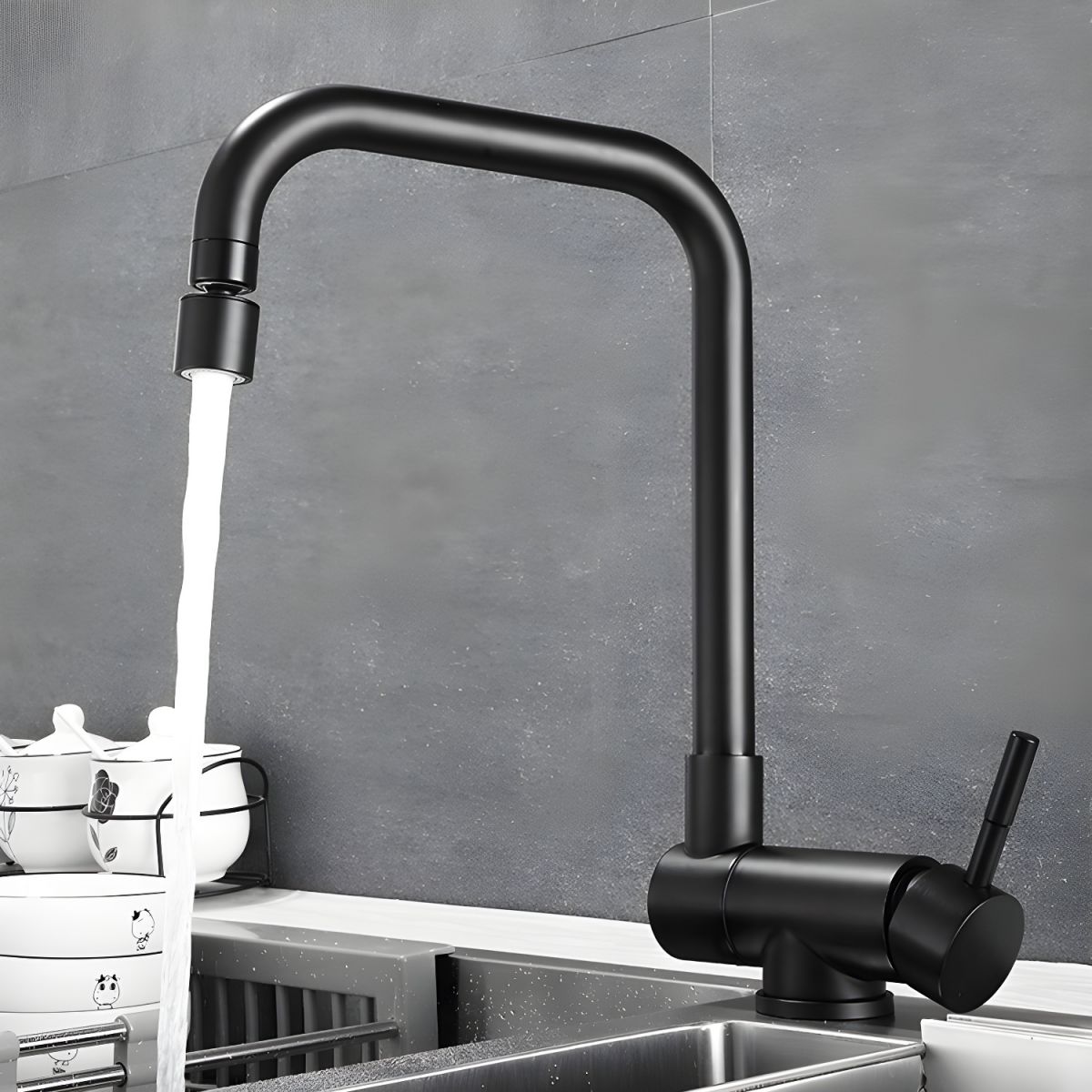 Thaloric | Sleek Foldable Design Swivel High Arc Kitchen Sink Mixer Tap