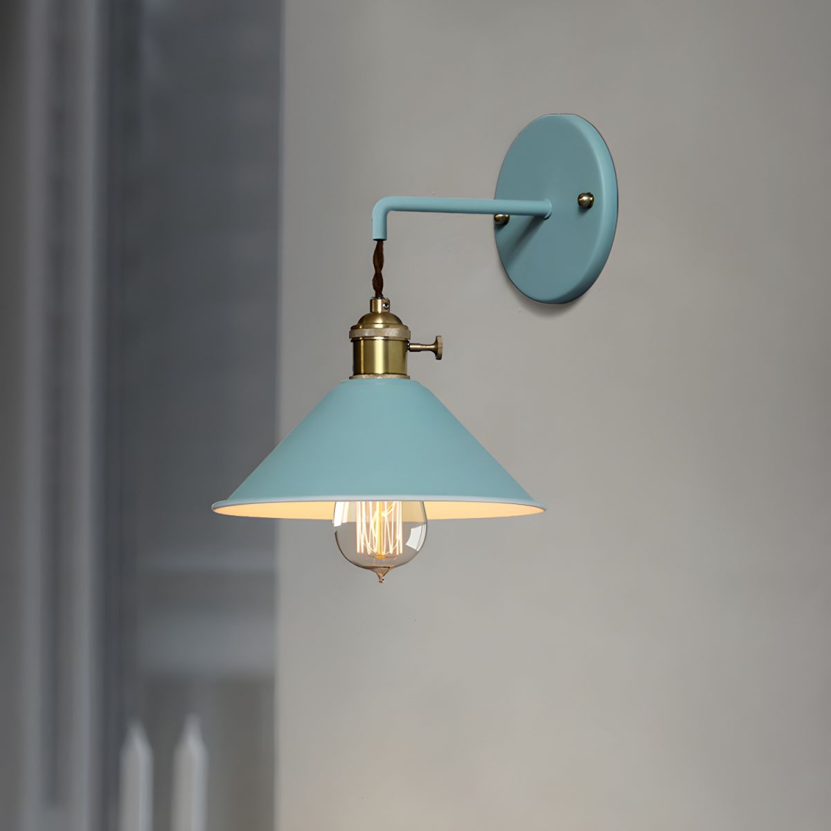 Velmory | Vintage Painted Metal Downward Shade Modern Wall Light