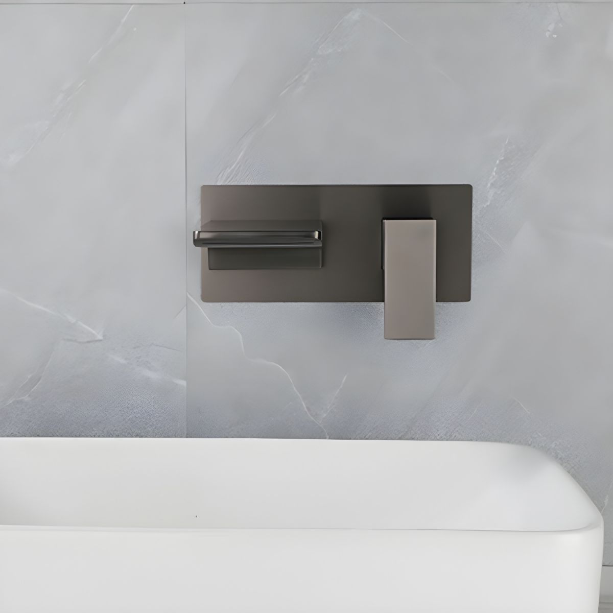 Luvarni | Modern Wall Mounted Square Profile Waterfall Bathroom Tap