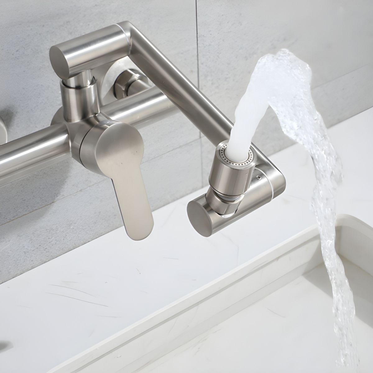 Evalken | Professional Low Profile Folding Arm Pot Filler Kitchen Sink Mixer Tap