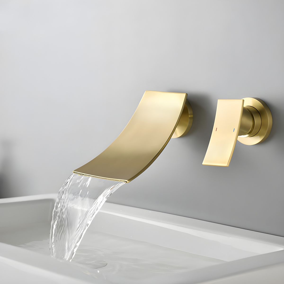 Kestruve | Waterfall Spout Arched Silhouette Wall Mounted Bathroom Tap