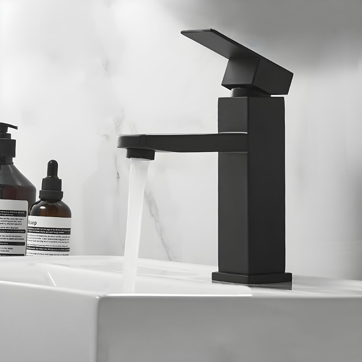 Kestruve | Modern Column Waterfall Spout Bathroom Sink Tap