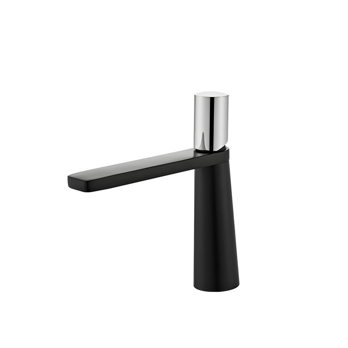 Thalruvne | Modern Cylindrical Silhouette Single Hole Bathroom Sink Tap with Rotary Knob