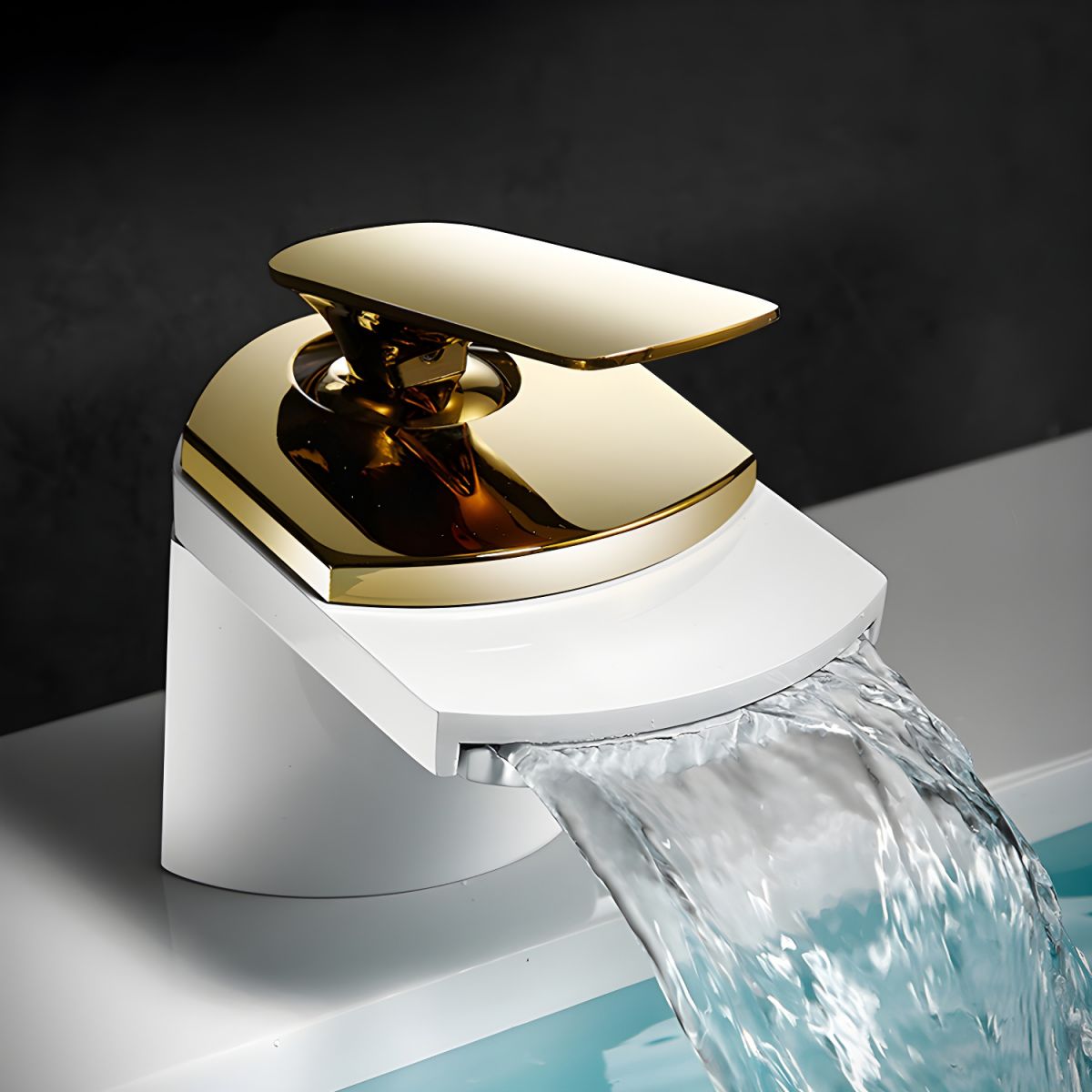 Kystrune | Modern Sloped Silhouette Waterfall Bathroom Sink Tap