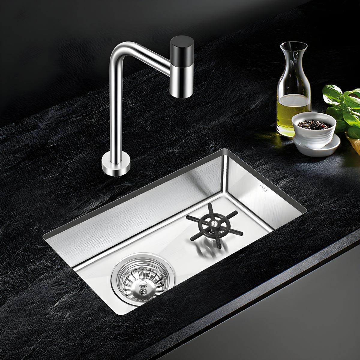 Aerisvik | Modern L-Shaped Swivel Spout High Arc Kitchen Sink Tap